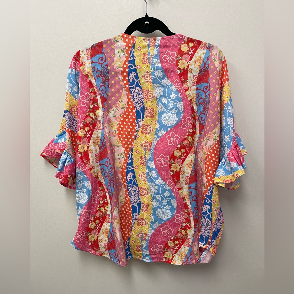 Umgee Multicolor Patchwork Blouse - image 2
